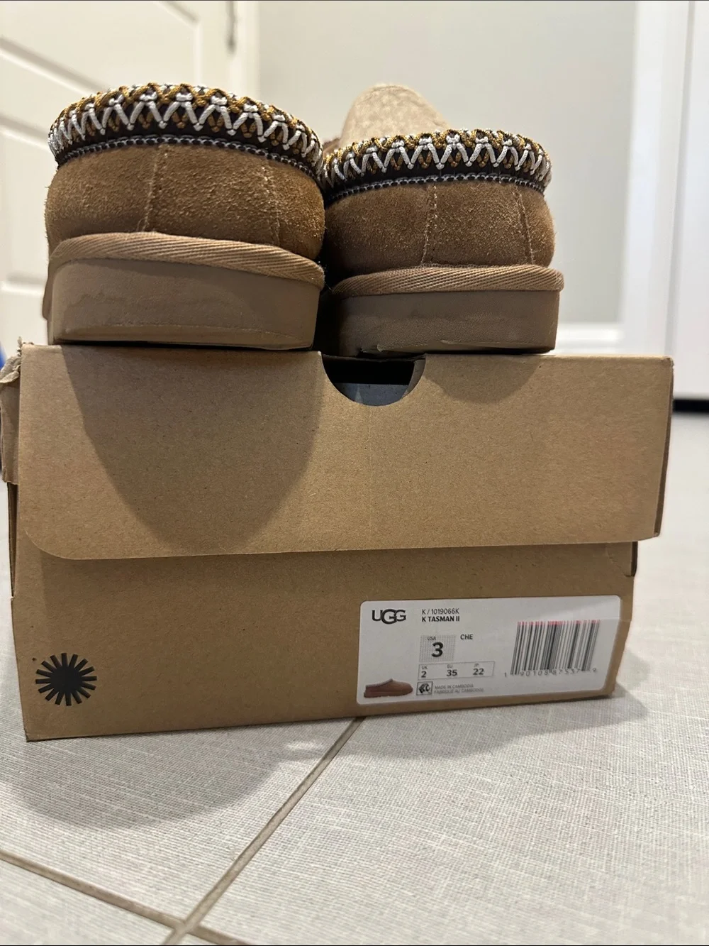 UGG Chestnut Braided-Trim Shearling Lined Slip-On Slippers